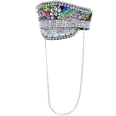 Afbeelding van Fever Deluxe Sequin Studded Captains Hat Kostuum Hoed Regenboog