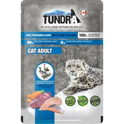 Afbeelding van Tundra kattenvoer natvoer pouchpack eend, kalkoen en zalm