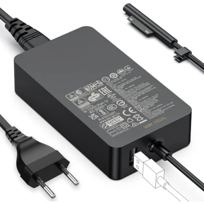 Afbeelding van Surface Book 2 oplaadkabel, Microsoft oplader, 102 W, 15 V, 6,33 A voeding voor 2/1/3, Laptop Studio 2/1, Laptop/Surface Pro/Surface Go/tablet, met USB poort,