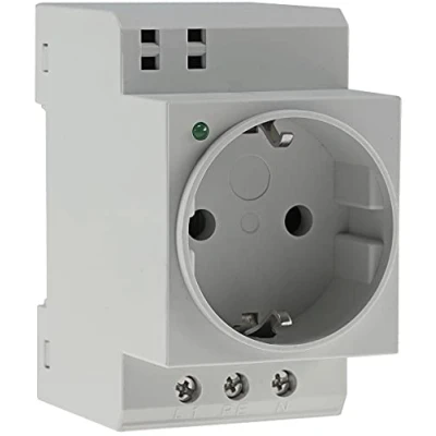 Afbeelding van ChiliTec Inbouwstopcontact met led voor DIN rail schakelkast 230 V/16 A VDE geaard stopcontact verdeelkast zekeringkast