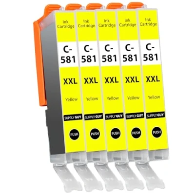 Afbeelding van Supply Guy 5 XXL Inktpatronen met chip compatibel Canon CLI 581 Geel voor Pixma TR7500 TR7550 TR8500 TR8550 TS6100 TS6150 TS6151 TS6300 TS6350 TS8100 TS8150 TS8151 TS8152 TS8350 TS9150 TS9155