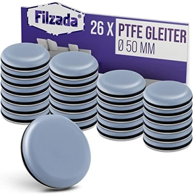 Afbeelding van Filzada® 26x Teflon glijders zelfklevend Ø 50 mm (rond) professionele meubelglijders/tapijtglijders PTFE (Teflon)