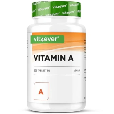 Afbeelding van Vitamine A 10.000 I.U. (3000 µg) 365 tabletten Alternatief voor capsules Hooggedoseerd retinylacetaat Zonder ongewenste toevoegingen Ogen, huid, immuunsysteem Veganistisch