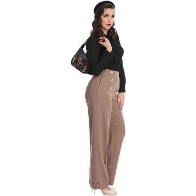 Afbeelding van Banned Adventures Ahead Button Wijde broek XS Bruin