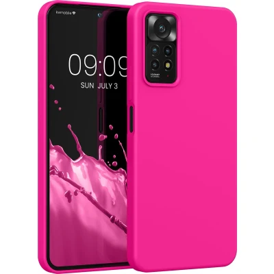 Afbeelding van kwmobile telefoonhoesje geschikt voor Xiaomi Redmi Note 11 Pro / (5G) 12 (4G) Hoesje met siliconen coating Smartphone case in neon roze