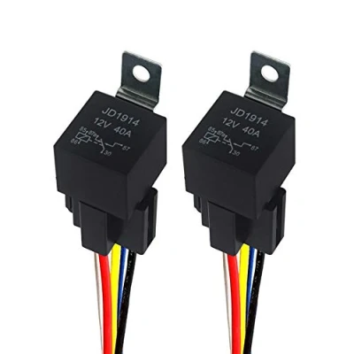 Afbeelding van QitinDasen 2 Stuks 5 Pin Auto Relais, 12V 40A SPDT Automobiel Relais met Harnas Stopcontact en 14/16 AWG Voorbedraad, voor Vrachtwagen Boot (Zwart)