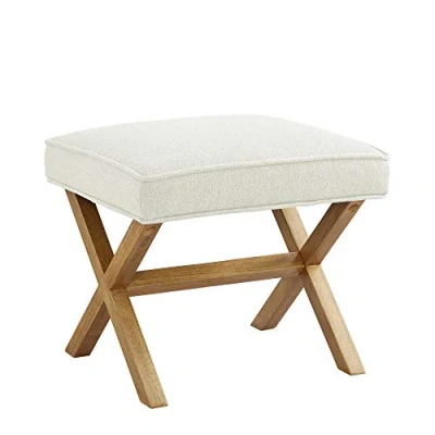 Afbeelding van Amazon merk Klinknagel Mid Century moderne X kruk Ottomaanse stoel, 20 inch W, ivoor (Voorheen het Rivet)