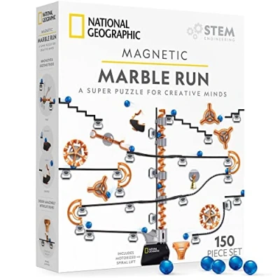 Afbeelding van NATIONAL GEOGRAPHIC magnetische marmeren loop 150 delige STEM bouwset voor kinderen en volwassenen met track &amp; truc stukken ks het bouwen van een doolhof op elk