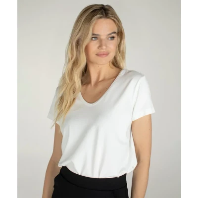Afbeelding van JANSEN Amsterdam Tshirt Soof Twee Halslijnen Off white XXL