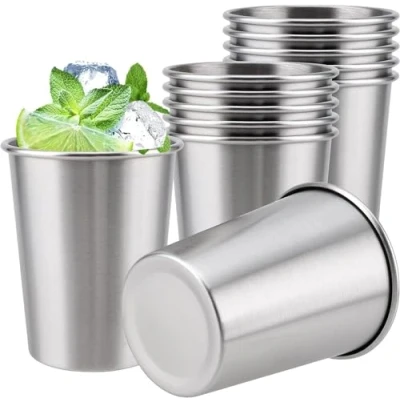 Afbeelding van 12 stuks roestvrijstalen bekers, 304 roestvrij stalen borrelglazen, 260 ml, stapelbare drinkbekers, borrelbekers, metalen bierpulgen, feestbekers voor verjaardagen,