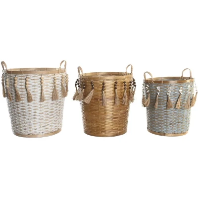 Afbeelding van Dkd Home Decor Basket Spelset Multicolour Bamboe Boho 49 X 45 54 Cm