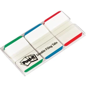 Afbeelding van Post it Index Strong, Ft 25,4 X 38 Mm, Wit Met Gekleurde Rand, 3 Kleuren, 22 Tabs Per Kleur
