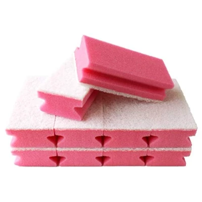 Afbeelding van Sonty 10 stuks schoonmaakspons krasvrij, groot, wasbaar, bad 15x7x4cm wit (rood)