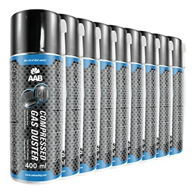 Afbeelding van 9 x AAB Compressed Gas Duster 400ml Air for Computer, Keyboard, and Other Office Equipment, Laptop Cleaner, PC Cleaning Kit, Duster, Can of Air, Aerosol Canned