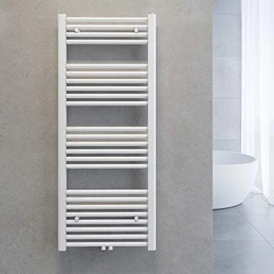 Afbeelding van SONNI Handdoekdroger, radiator, badkamer, middenaansluiting, handdoekwarmer, badkamerverwarming, wit, recht, 50 x 120 cm