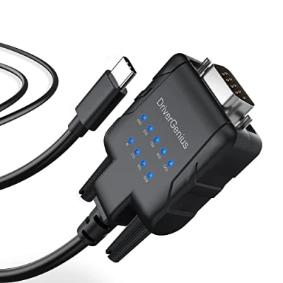 Afbeelding van DriverGenius 1 Poorts USB Type C naar Seriële RS232 Adapter DB9 Converter met 9 x LEDs Pins COM Male, Windows11 &amp; MacOS14, USB23A E