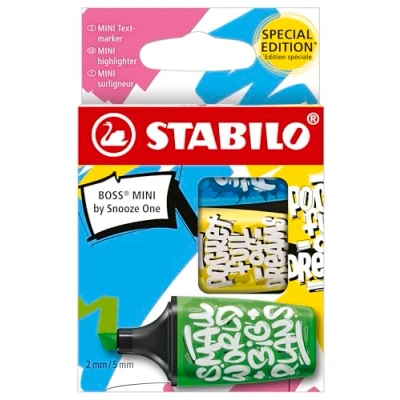 Afbeelding van Stabilo Boss Mini Snooze One Markeerstift, Etui Van 3 Stuks: Geel, Groen En Blauw Markeerstift
