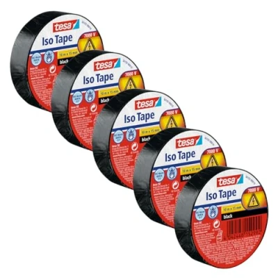 Afbeelding van tesa 56192 00502 23 Isolatietape Zwart (l x b) 10 m 15 mm 5 stuk(s)