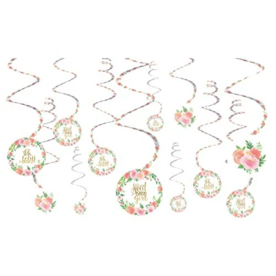 Afbeelding van Amscan Slingers Swirl Babyshower Bloem 12 Stuks Multicolor