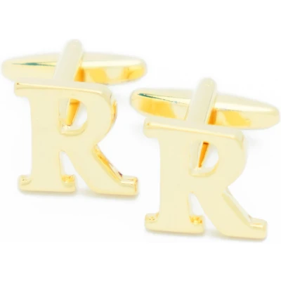 Afbeelding van Manchetknopen Letters Initialen Letter R Goudkleurig