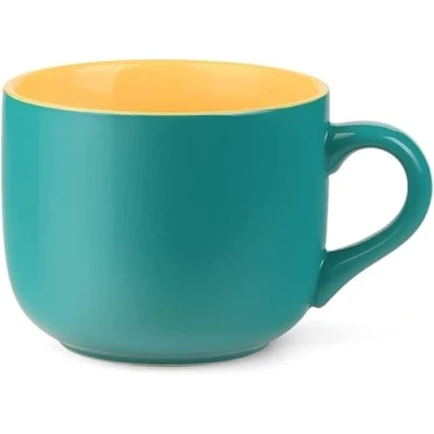 Afbeelding van 650 ml theekopje, koffiemok XXL mok keramische soepkopjes met handvat, jumbokopjes, grote koffie /theekop, muesli, soepen, koffiemok, kom, schaal, porseleinen kop, soepkom handvat (blauw geel)