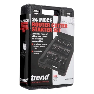 Afbeelding van Trend 24 delige routerbit starterset, 1/4 inch schacht, wolfraamcarbide getipt, opbergtas inbegrepen, SET/SS24X1/4TC