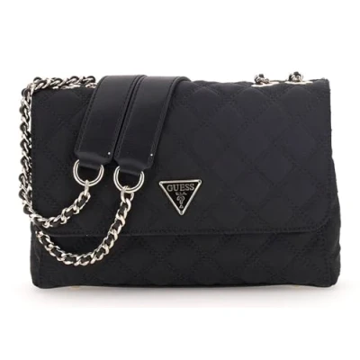 Afbeelding van GUESS Schoudertas Giully II 2 Compartment Convertible Flap Black Zwart
