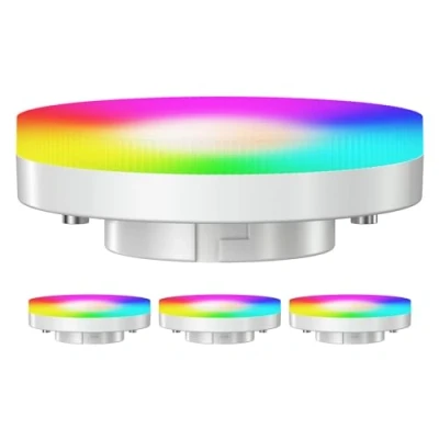 Afbeelding van ledscom.de 4 stuks GX53 LED RGB lampen, warm wit koel (2900 6100 K), 6,6 W, 670lm, 107, Smart Home, WLAN, Alexa, mat