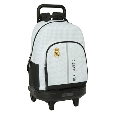 Afbeelding van Schoolrugzak met Wielen Real Madrid C.F. 24/25 Wit Grijs 33 x 45 22 cm