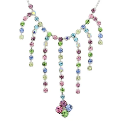 Afbeelding van Behave Zilver kleurige ketting met gekleurde steentjes