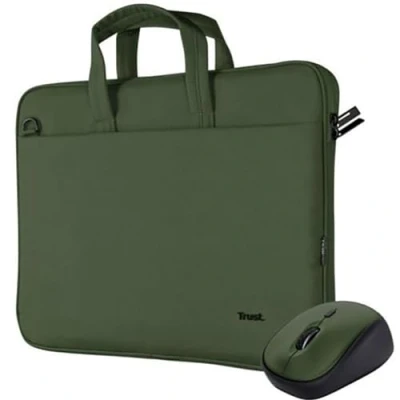 Afbeelding van Trust Bologna Laptoptas en Muis 16 inch Stille Draadloze 1600 DPI Gerecycled materiaal Groen