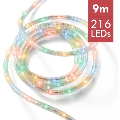 Afbeelding van Lichtslang / slangverlichting 9M met 216 LED lampjes multi div lichtstanden