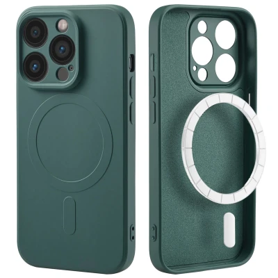 Afbeelding van Apple iPhone 14 Pro MagSafe Hoesje Siliconen en TPU (zacht) iMoshion Softcase/Backcover Donkergroen Telefoonhoesje