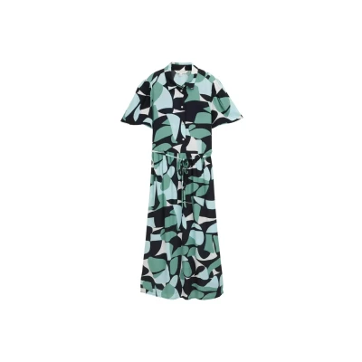 Afbeelding van TOM Tailor Blousejurk, Dames, Maat: 36, Green dots and shapes design