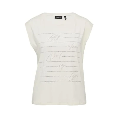Afbeelding van s.Oliver Black Label MIT Glitzerartwork Tshirt print, Dames, Maat: 34, Ecru