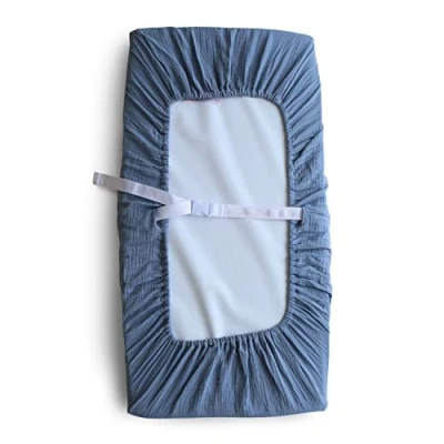 Afbeelding van Mushie Extra Zacht Muslin Hoeslaken voor Verschoonkussen Standaard Verschoonkussenhoes 72x48x13cm Ademend Volledig Elastische Randen Materiaal: 100% Katoen (Tradewinds)
