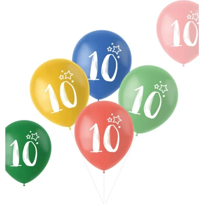 Afbeelding van Folat ballonnen Retro 10 Jaar Meerkleurig 33 cm 6 stuks