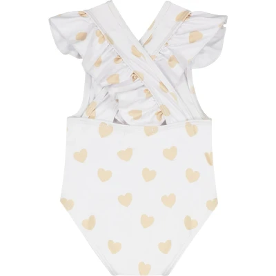 Afbeelding van Supercute badpak wit paisley met gekruiste bandjes maat 122