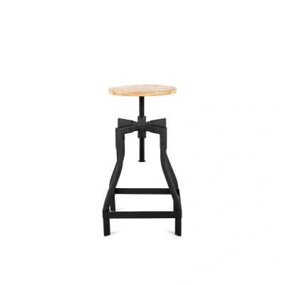 Afbeelding van Iron Revolving Stool 35 stand black, wooden standaard finish