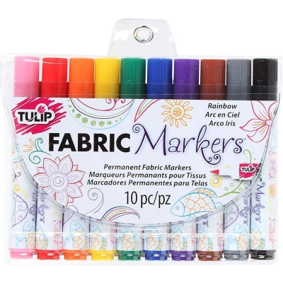 Afbeelding van Tulip Permanent fabric markers brush tip Rainbow 10stuks