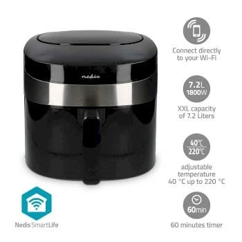 Afbeelding van SmartLife Heteluchtfriteuse Wi Fi 7,2 l Tijdschakelaar: 240 min Nedi