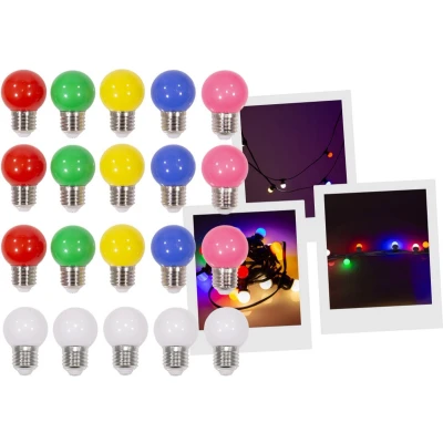 Afbeelding van Mac Mah 20 gekleurde LED lampen Feestverlichting lichtsnoer E27 Fitting