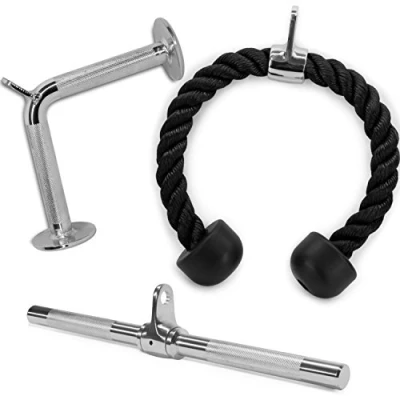 Afbeelding van Yes4All SJ46 Combo triceps touw, V vormige staaf &amp; draaiende/roterende rechte stang drukstang touw naar beneden trekken lattrekstang