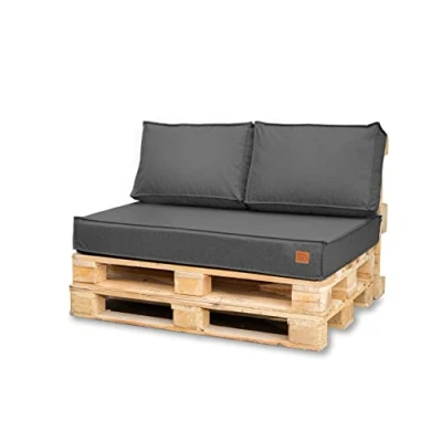 Afbeelding van Bielik Palletkussen 120 x 80 set voor palletmeubels Waterdicht Euro Pallet Zitkussen Palletbank Compleet bestaat uit 3 onderdelen in kleur: donkergrijs