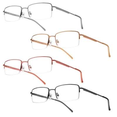 Afbeelding van Leesbril Warrick 4 pack metalen halfomrande leesbrillen met veerscharnieren (+ 1,25 dpt)