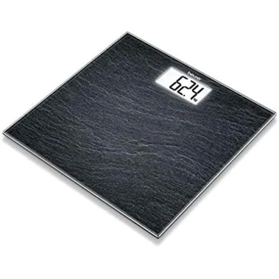 Afbeelding van Beurer GS 203 Slate Personenweegschaal Digitaal Leisteen motief Tot 150 kg Quick start XL wit LCD display Cijfergrootte 4 cm Automatisch in en uitschakelen Incl. batterijen 5 Jaar garantie