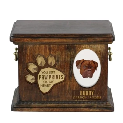 Afbeelding van Persoonlijke urn hond voor Dogue de Bordeaux Gegraveerde herdenkingsdoos