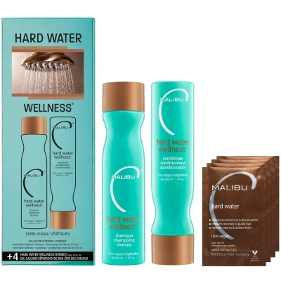 Afbeelding van Malibu C Hard Water Wellness Collection (shampoo 266 ml + conditioner Color Lock masker 4 x 5 g), 100% veganistisch