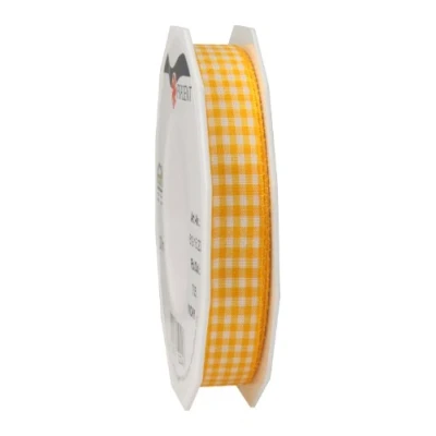 Afbeelding van Präsent 1 delig 15 mm 20 m Vichy Geruite Taft, Geel/Wit
