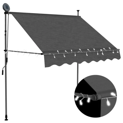 Afbeelding van Luifel handmatig uitschuifbaar met LED 100 cm antracietkleurig